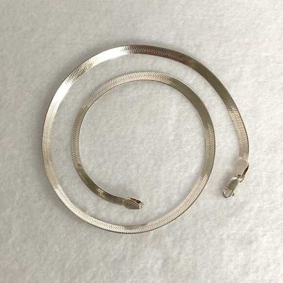 Sterling Silver 925 TJC 5MM Polished Flat Herringbone Chain Necklace 18" 14g - Picture 6 of 16